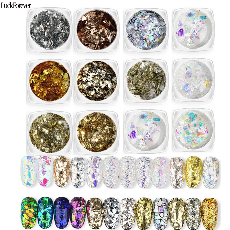 6 видов цветов Блестки для нейл Арта (искусство украшения ногтей) блестящее