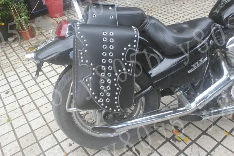 Черная Боковая Сумка из искусственной кожи с заклепками седельные сумки для Honda