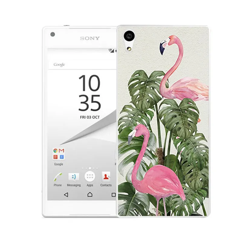 QMSWEI TPU Clear Soft Phone Case For Sony Z3 Z2 Z5 Z4 Flamingo Leaf Pineapple Flora Painted Cover C3 C4 C5 |