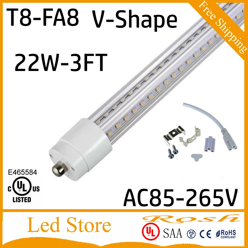 Spot 22W FA8 одноконтактный T8 v образная Светодиодная лампа 3 фута светодиодная