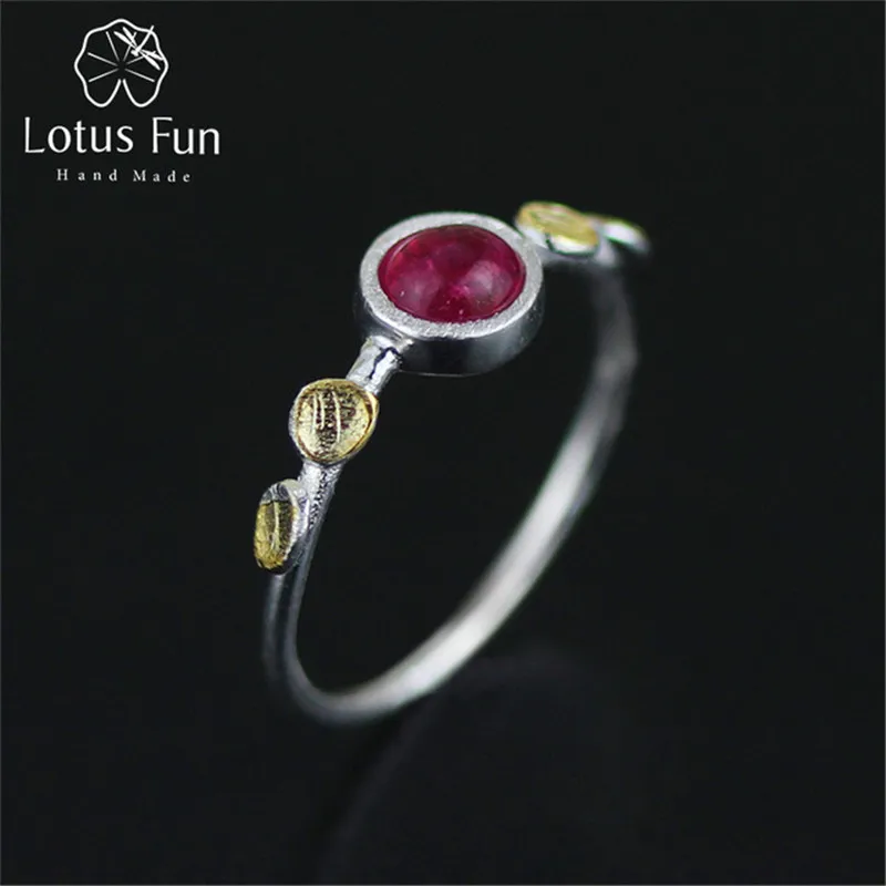 Lotus Fun реальные стерлингового серебра 925 натуральный турмалин ручной работы