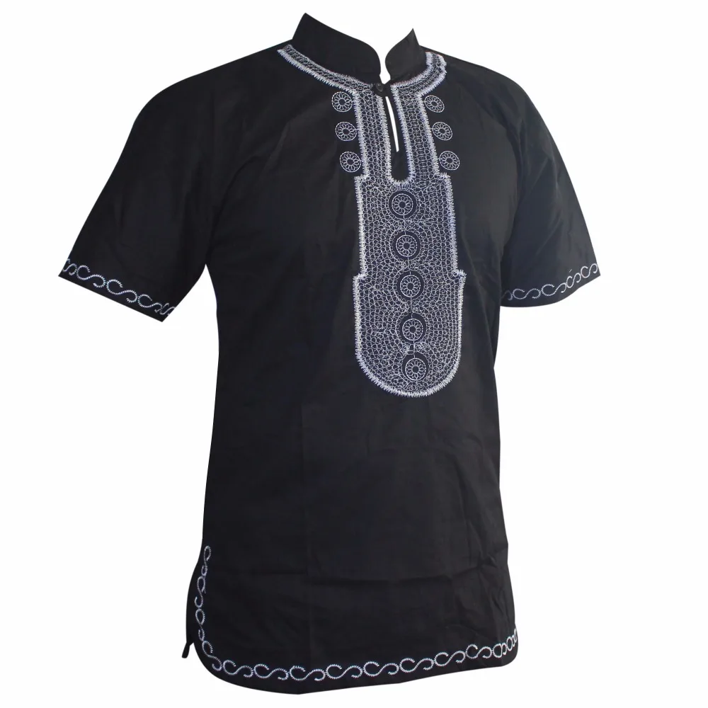 Dashikiage черная белая темно синяя вышитая тонкая африканская хиппи Топ Дашики