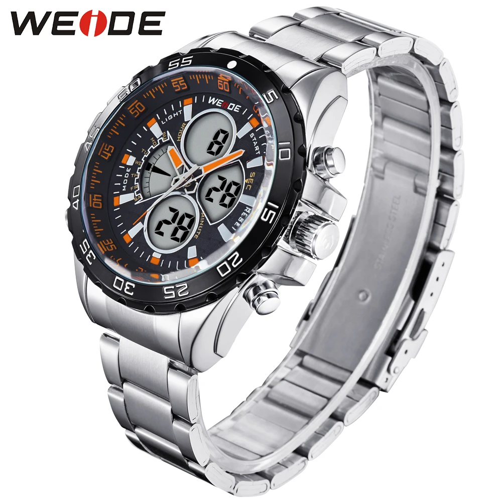 Мужские наручные часы WEIDE модные армейские спортивные со стальным ремешком и
