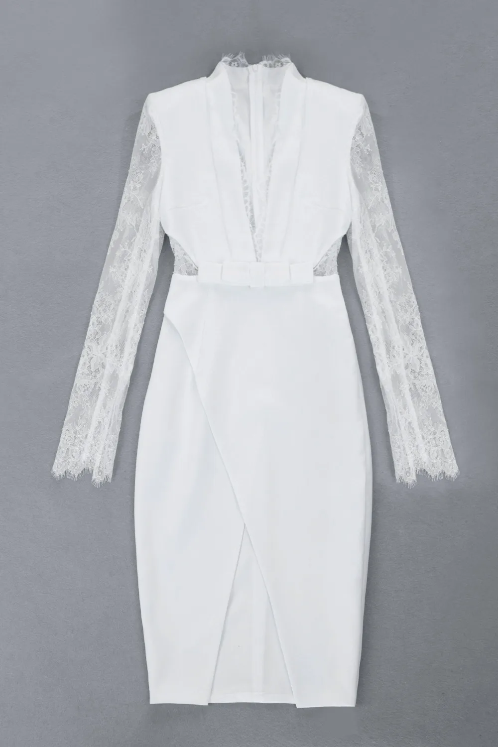 Высококачественное белое сексуальное кружевное платье с v-образным вырезом для