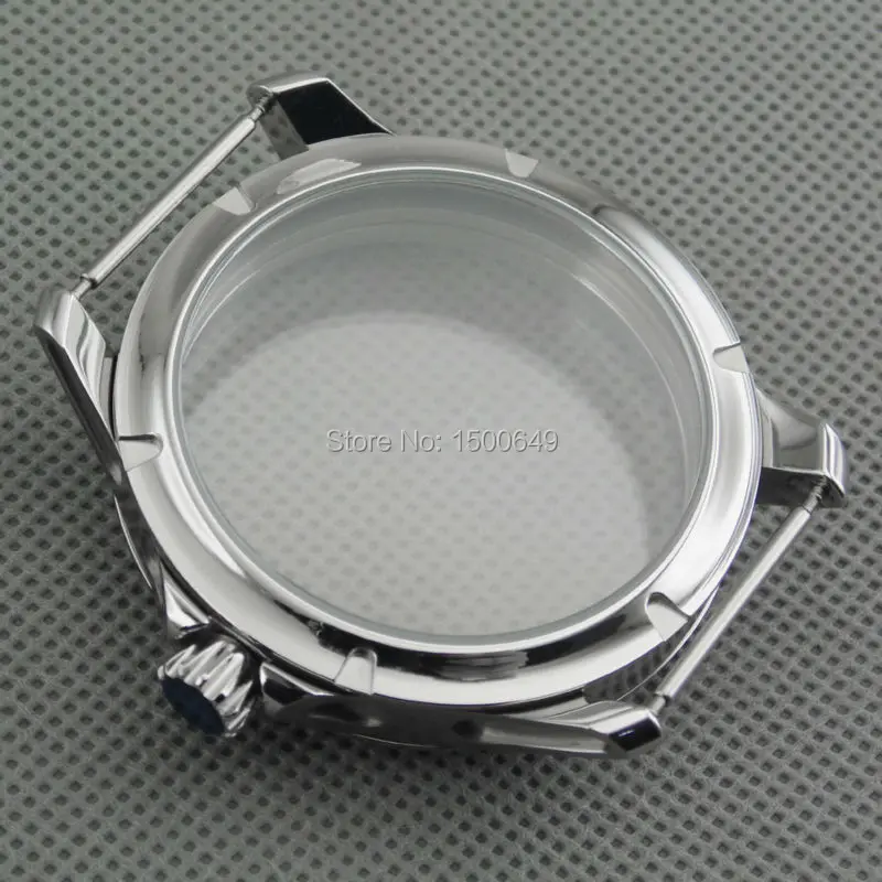 Корпус часов 43 мм Стеклянный матовый корпус из нержавеющей стали подходит для