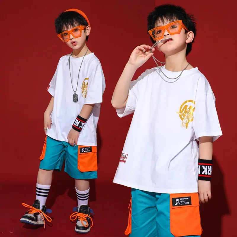 Детская одежда для бальных танцев для девочек и мальчиков: модные большие футболки и джоггеры для джаза, хип-хопа, шоу и танцевальных выступлений.