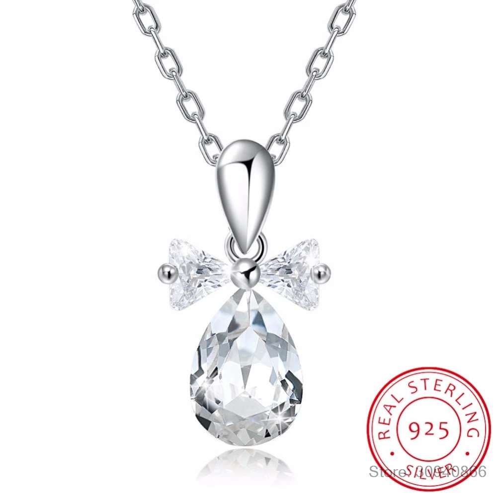 Женское Ожерелье с бантом LEKANI ожерелье в форме капли воды из стерлингового