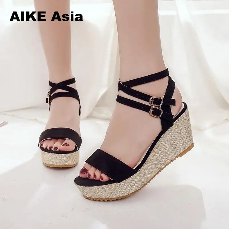 Aike Азии женские летние сандалии на платформе туфли с широко открытым носком
