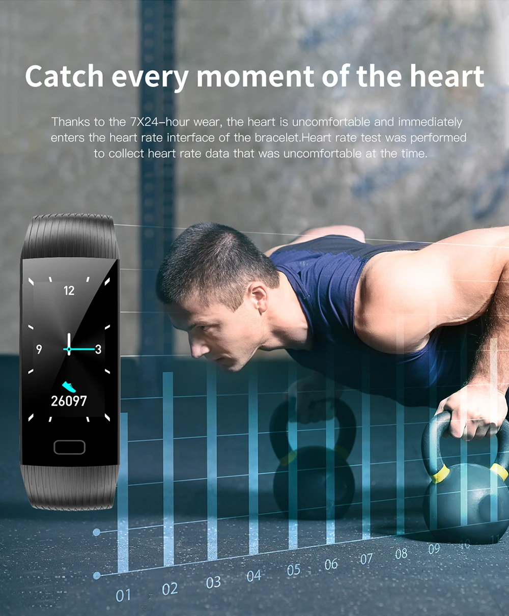 Смарт-браслет унисекс с Bluetooth пульсометр IP67 фитнес-трекер мониторинг сна умные