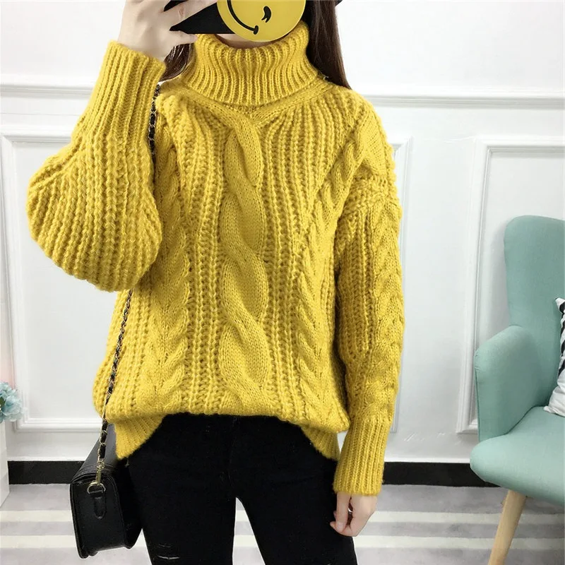 Женский однотонный крученый реглан свитер Корейская крупная вязка джемпер милый