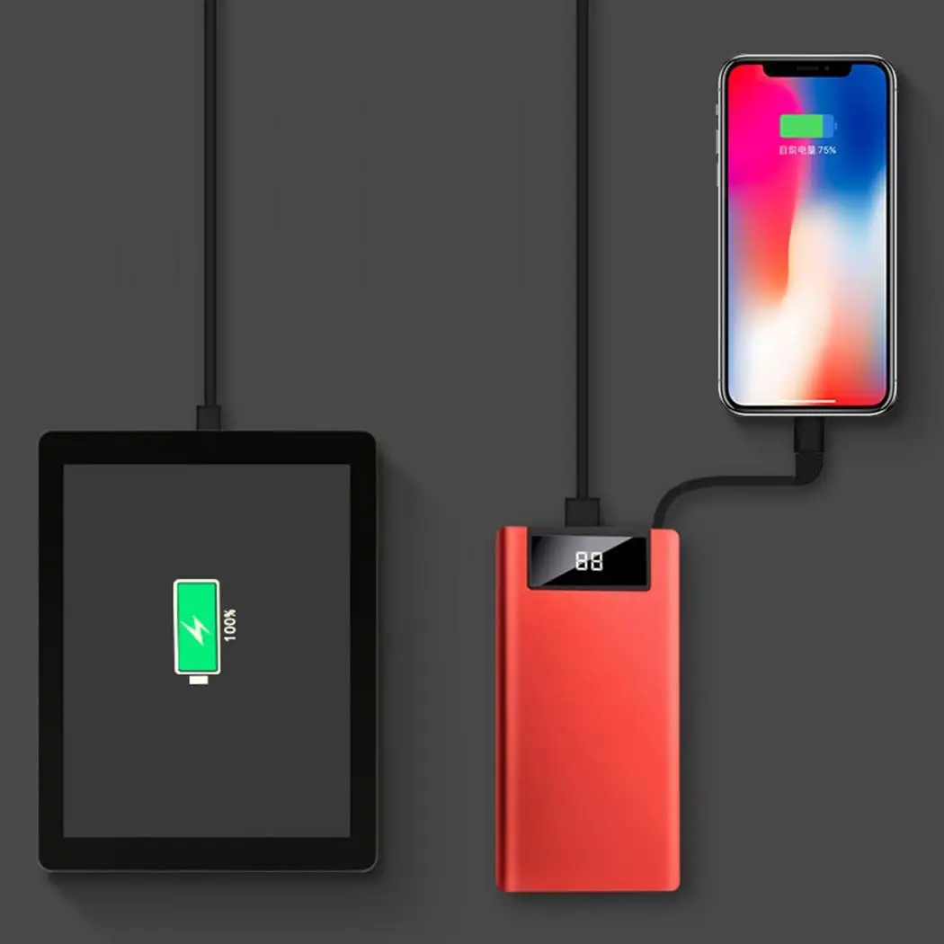 20000 мАч Внешний аккумулятор повербанк 2 USB LED портативное зарядное устройство для