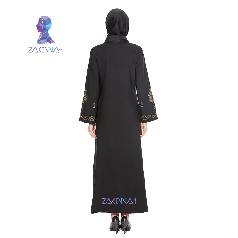 Эластичное мусульманское платье Abaya модное с вышивкой Черный Кафтан в Дубае