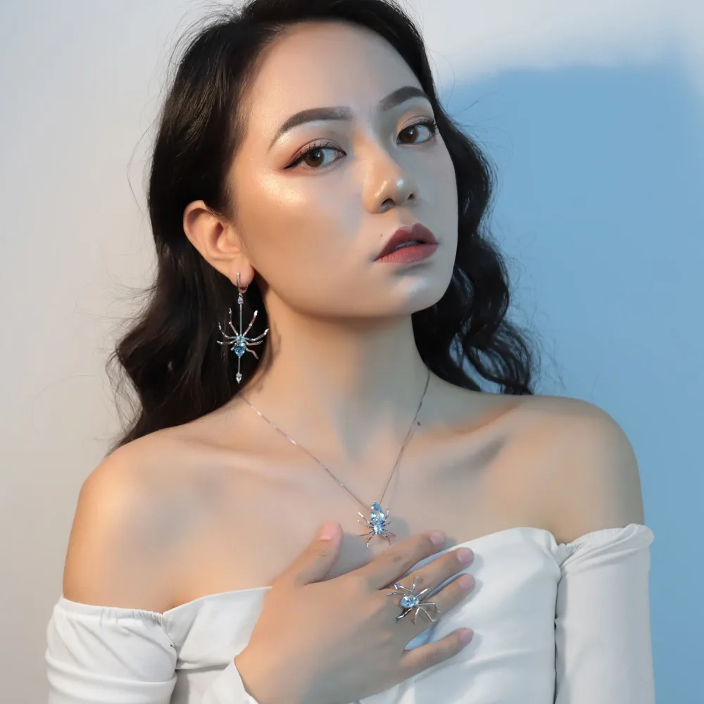 GEM'S BALLET 5.9Ct натуральный Небесно-Голубой топаз паук хорошее ювелирное изделие 925 пробы серебряная брошь для женщин платья, брошь в винтажном стиле