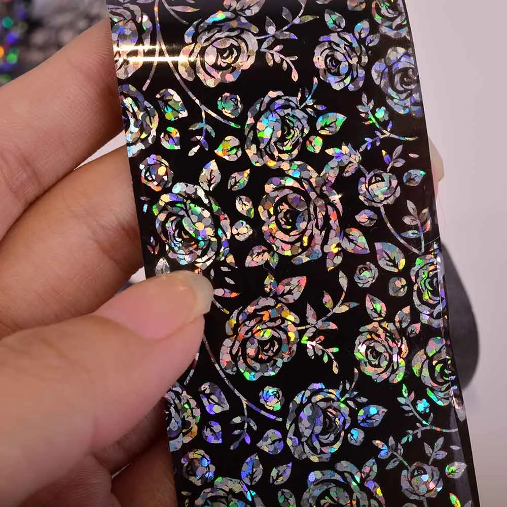 1M Starry Sky Shiny Laser Nail Foil Holographic Black/Transparent Paper Decals Art Sticker Decoration DIY Tools LAXK98-109 | Красота и