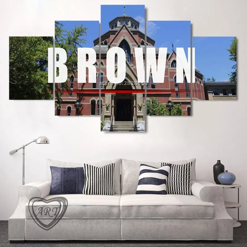 

Hot Sale Modern Brown Western Architecture Landscape Canvas Painting 5 Pieces Wall Art Wall Scenery Picture For Living Room