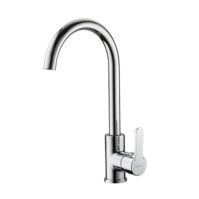 LEDEME Смеситель для кухни высокий с гайкой латунь Цвет: хром L4003|kitchen faucet brushed|kitchen