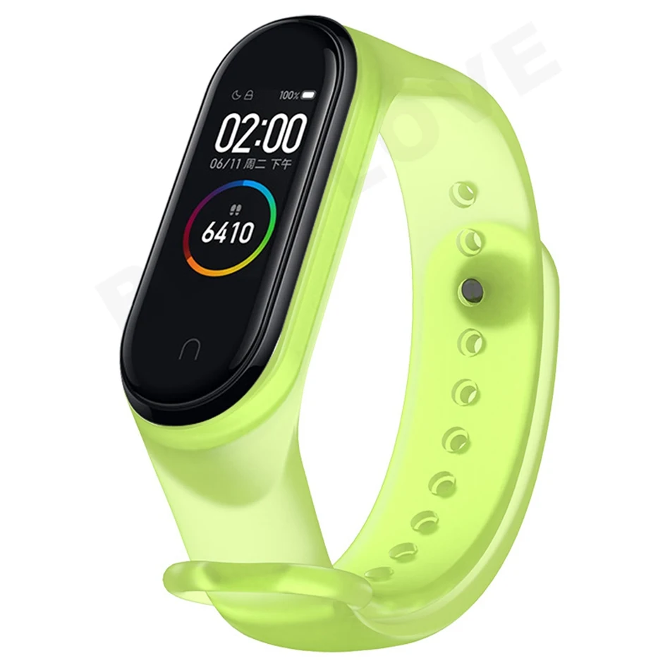 Clear Green Clear mi Band 4 3 ремешок на запястье для Xiaomi mi Band 3 4 Браслет Силиконовый mi band 3 4 NFC аксессуары Smart mi Band 4 Correa - Цвет: Clear Green