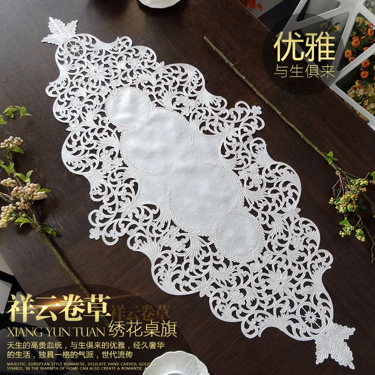 

50*110cm Elegant Embroidery Table Runner Pastoral Fabric Tea tablecloth, Luxury Table mat table Cover for decoration
