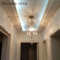 nordic pastoral crystal chandelier mediterranean bedroom living room corridor aisle stair light postage free