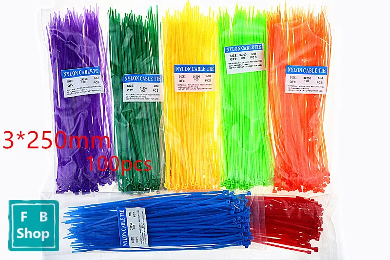 

100pcs 3* 250mm Self-locking nylon cable ties color optional / plastic cable straps o