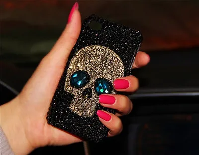 Чехлы с 3D черепом скелетом и синими глазами для samsung Galaxy S10e S9 S8 S10 Plus Note 10 Plus 9 8 S7 Edge iPhone XS MAX XR XS X - Цвет: BLUE eyes