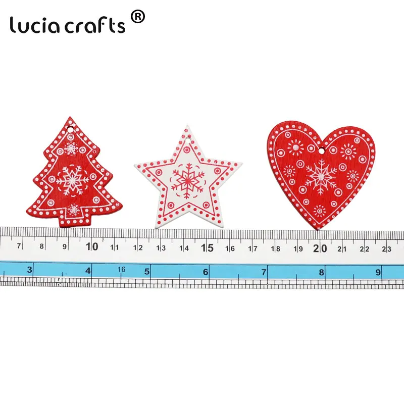 Lucia Crafts 10/12 шт./лот 5 см деревянное Сердце Дерево звезда рождественская подвеска