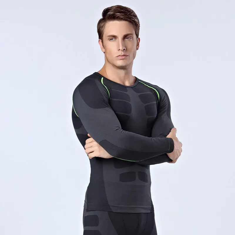 

Brand New Compression Base Layer T Shirt Men Long Sleeve Fitness Set Gym Running Tights / Leggings Plus Size L M XL