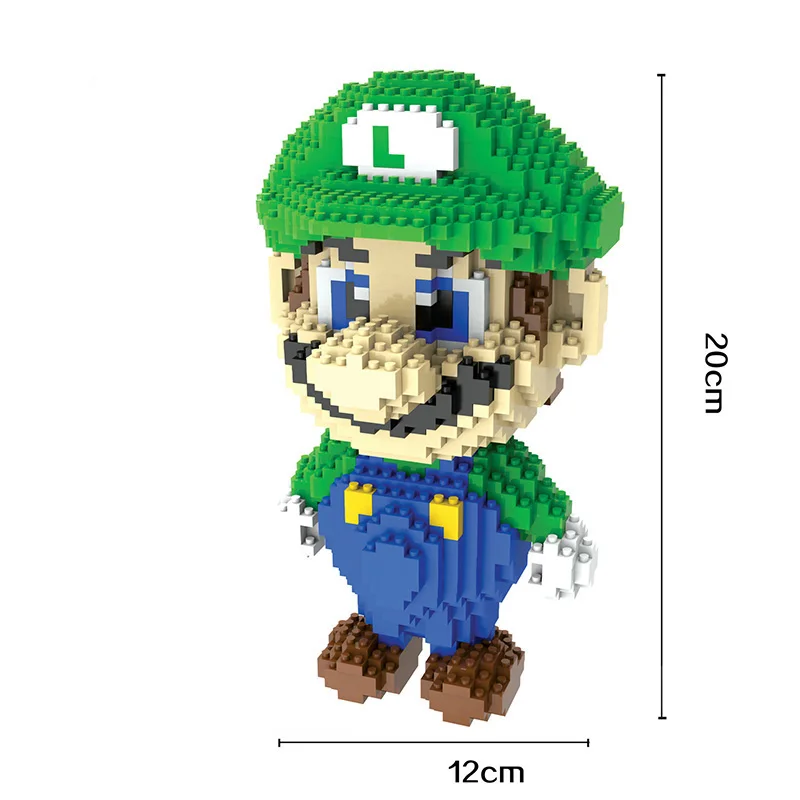 20cm Gree Luigi Большой размер Супер Марио Bros Луиджи Йоши Jigglypuff Snorlax блоки АНИМЕ DIY строительные игрушки модель игрушки детские подарки - Цвет: 20cm Gree Luigi