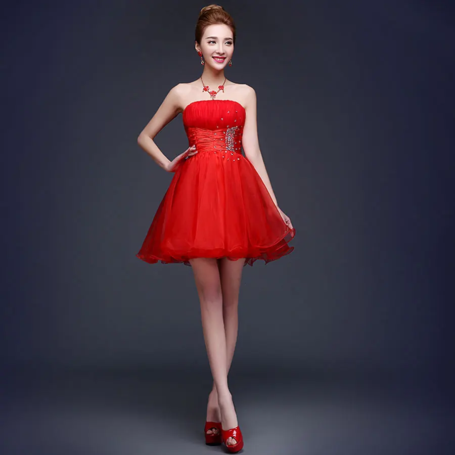 Очаровательные Бисероплетение трапециевидной формы без бретелек выше колена