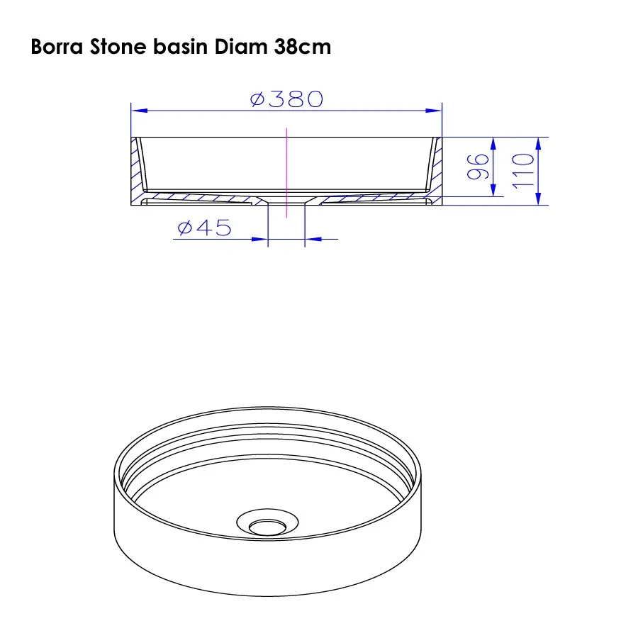 380mm Round bathroom solid surface stone countertop sink fashionable wash basin RS38334 | Обустройство дома