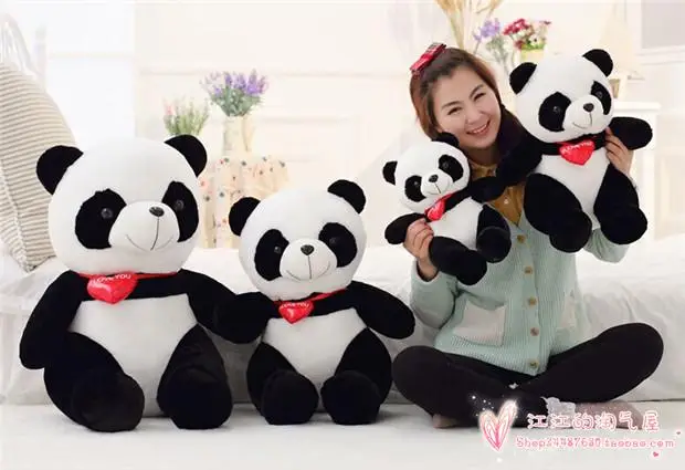 

red heart love panda plush toy, soft throw pillow birthday gift h773
