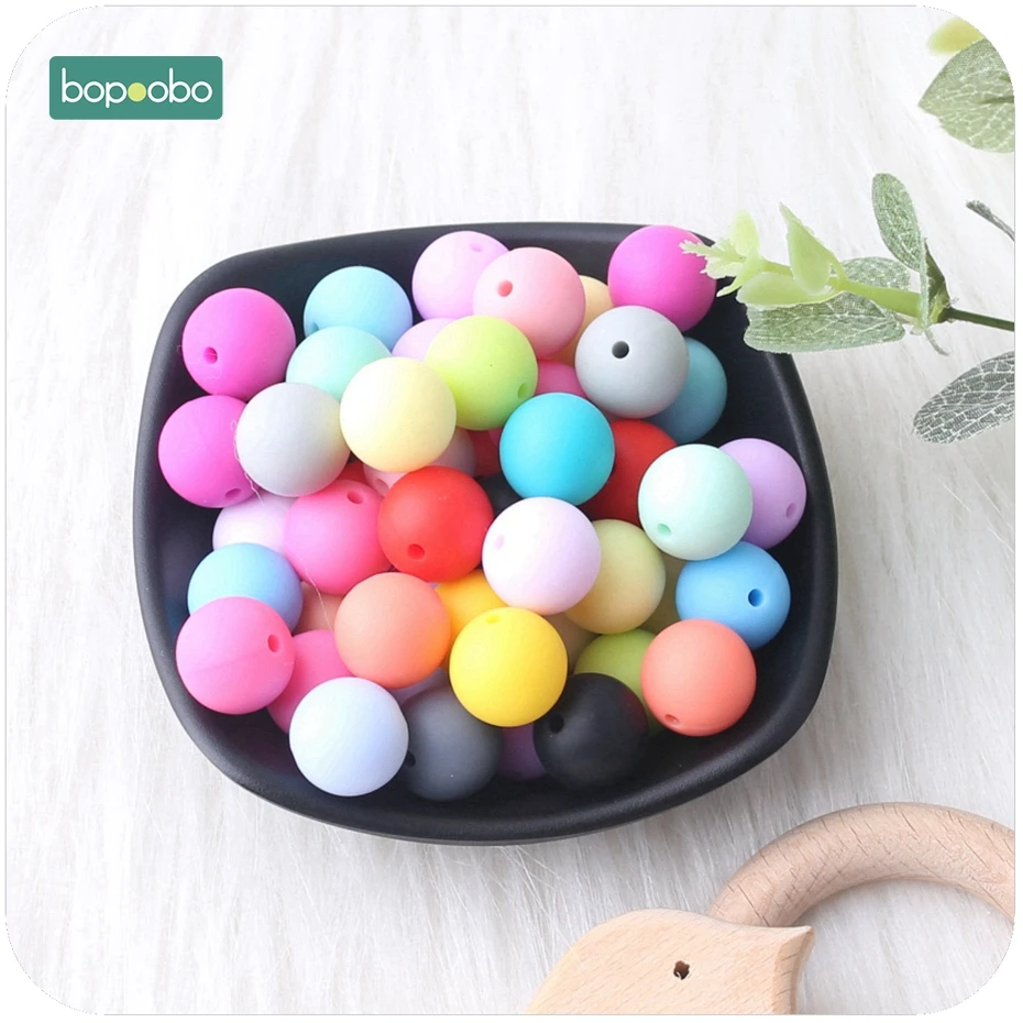 

Bopoobo Baby Care Teether Candy Colors 12mm 50pc Silicone Beads Sensory Chewing Toy DIY Jewelry Nursing Accessories Baby Teether