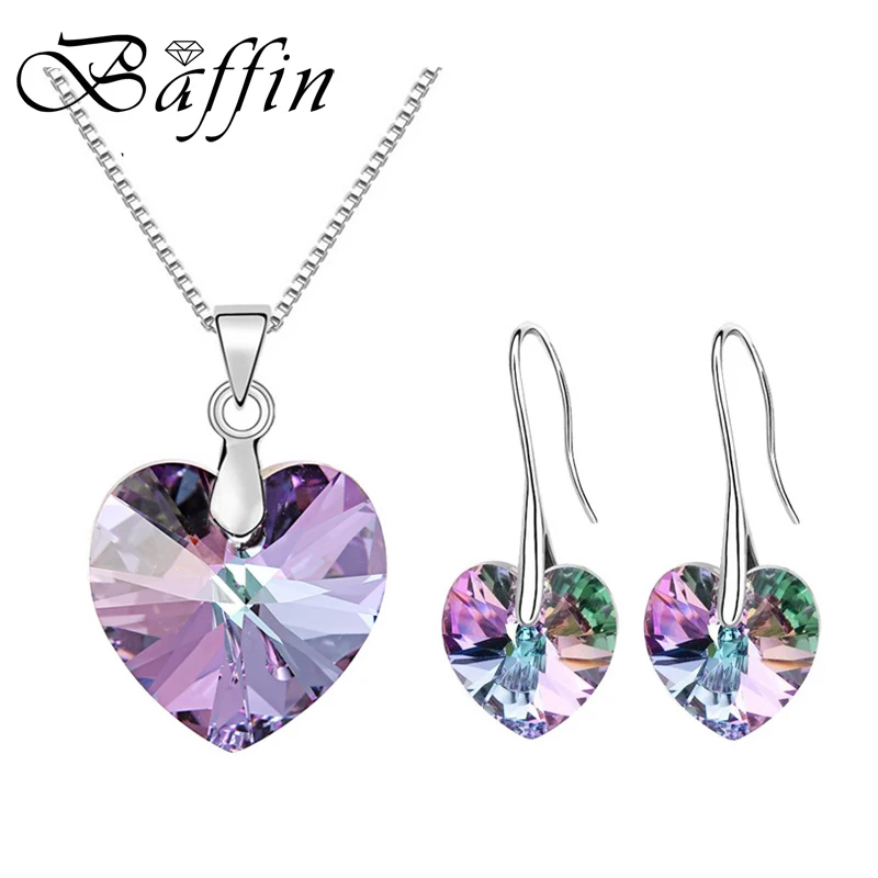 BAFFIN оригинальные кристаллы от Swarovski сердце кулон ожерелья висячие серьги Ювелирные наборы для женщин влюбленных подарок Прямая