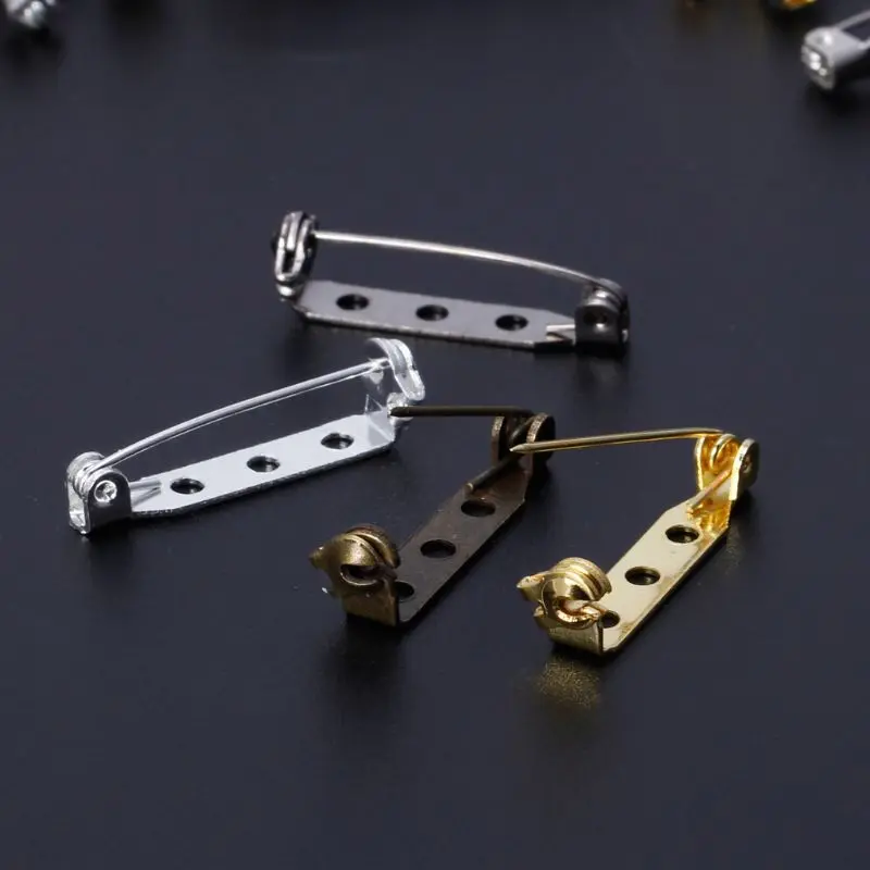 100Pcs 4 Colors Mixed Bar Pin Back Clasp Brooch Name Badge Craft Jewelry Making | Украшения и аксессуары