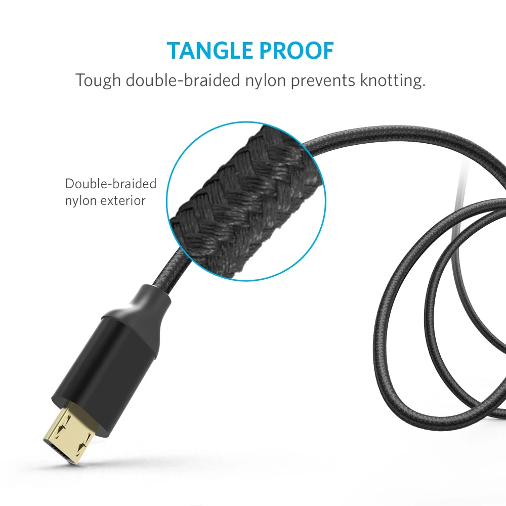 Anker Nylon плетеный поводок-Бесплатный Micro USB кабель с позолоченными разъемами для Android samsung htc Nokia; sony и многое другое