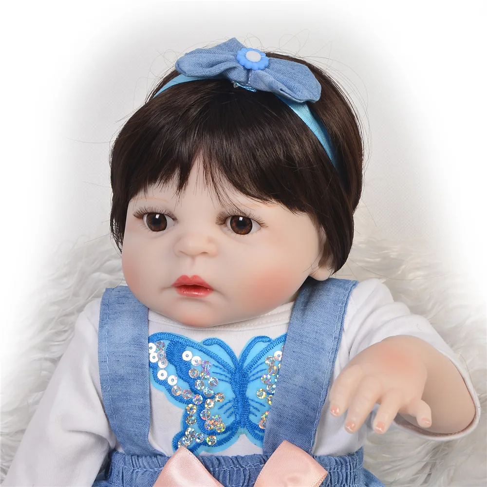 Bebe Boneca Reborn Menina 19 дюймов 48 см полностью силиконовый виниловый корпус детские куклы