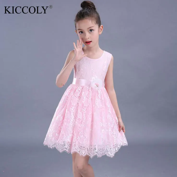 Жаркое лето Рождество Платье с цветочным узором для девочек Свадебные Кружево