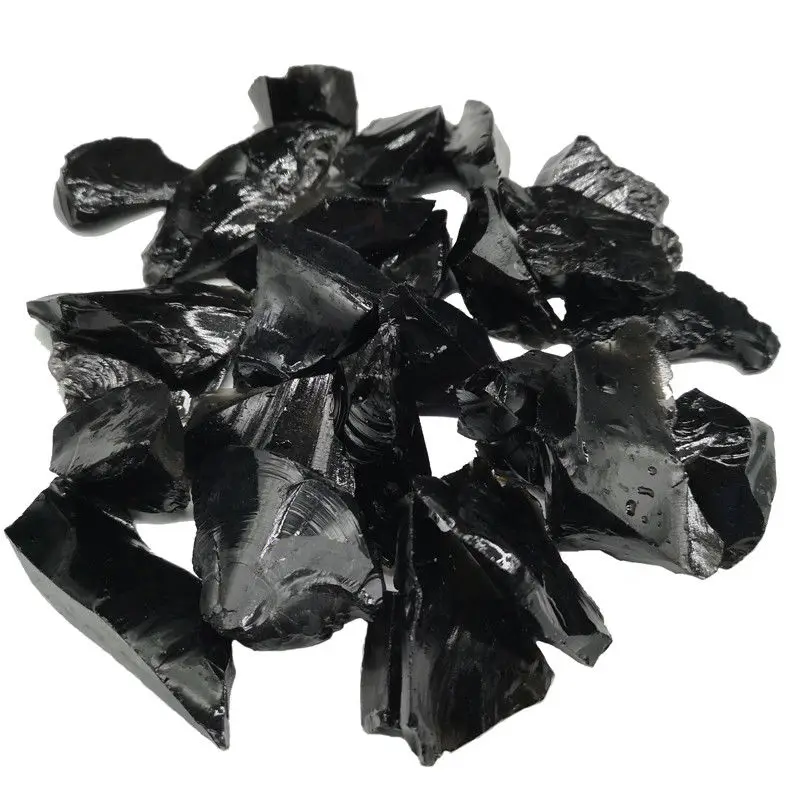 Грубая натуральный черный обсидиан тumbled драгоценный камень целебный Кристалл 150