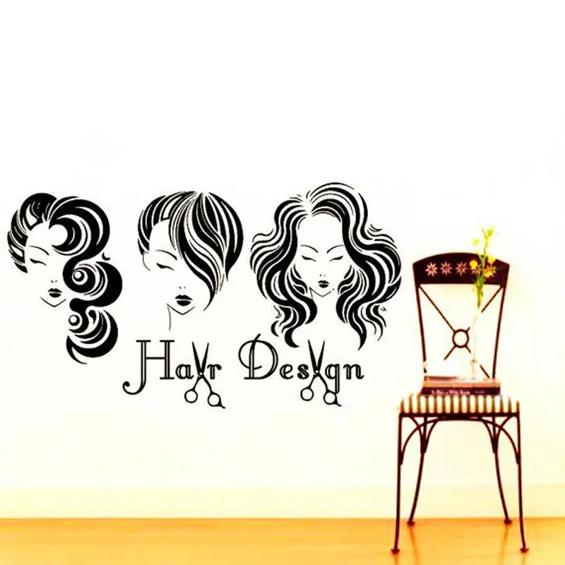 

Hair salon barber shop decorative wall stickers sexy girl custom hair style decorative stickers vinyl sticker art mural MF34