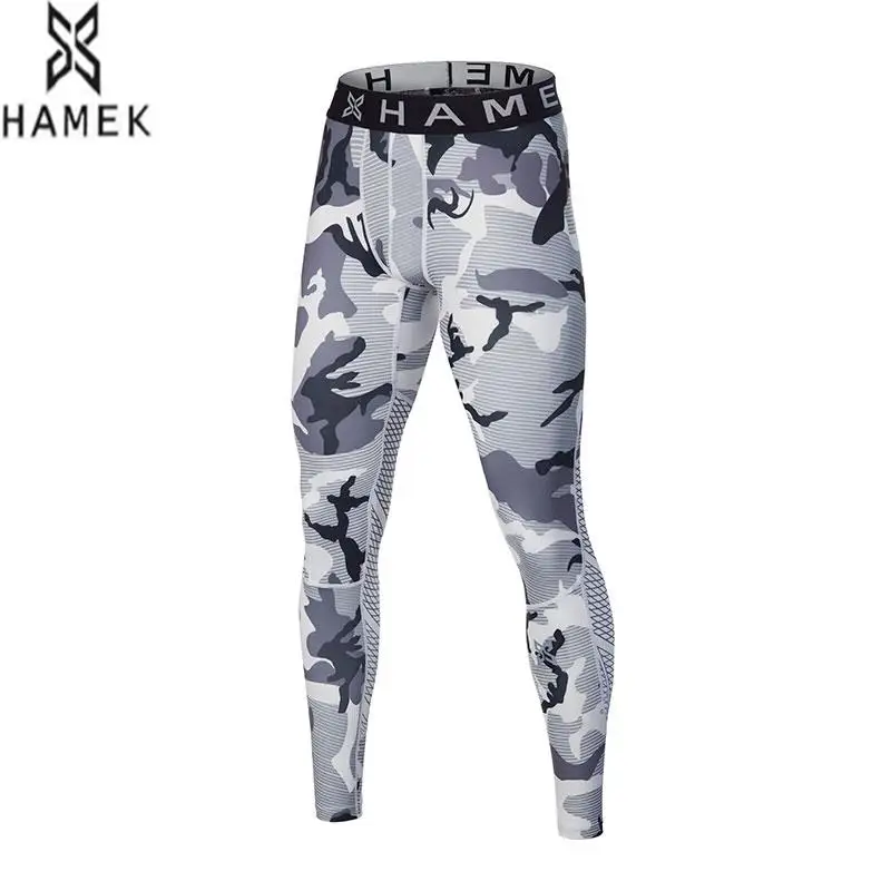 HAMEK Новый Запуск колготки Для мужчин камуфляж Фитнес быстросохнущие спортивные