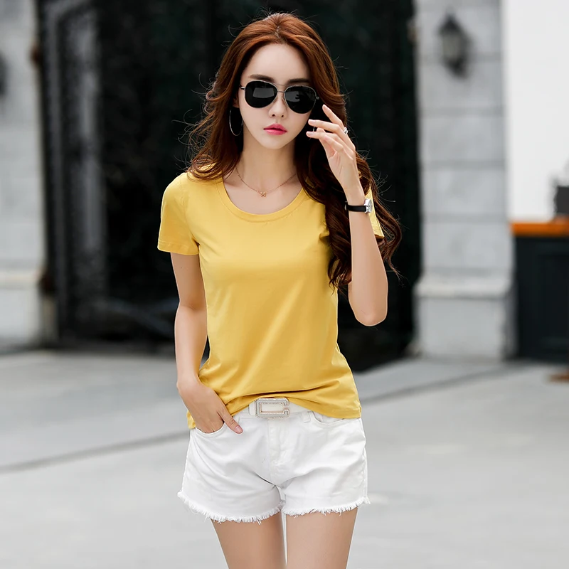 New 2018 Women Summer Fashion T shirt Casual Top Short sleeve V-neck Tshirt Female T-Shirt Women's 100% Cotton Tee Shirt Femme | Женская