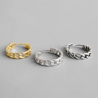 punk s925 sterling silver jewelry chain design drop earrings women retro twist thai silver boucle doreille femme girl gift
