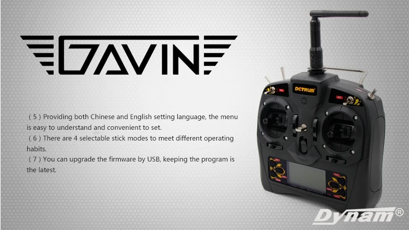 Detrum Gavin-6C 2 4 г 6-канальный передатчик Tx Mode2 RXC7 ГГц 7-канальный приемник Rx 4x Dynam 9 Servo