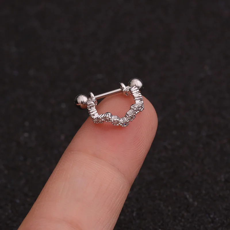 1 шт. штанга нержавеющая сталь с фианитом Хооп хрящевая спираль Lobe серьги