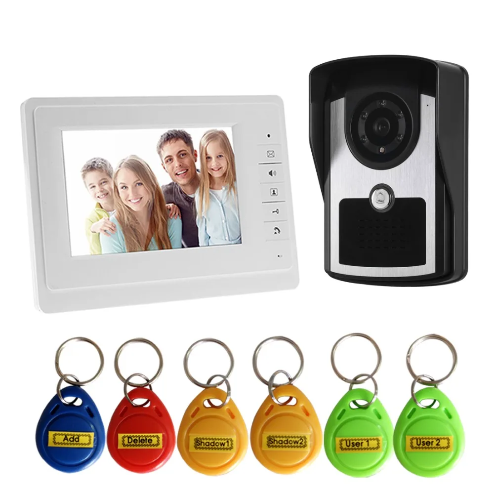 

SYSD Video Door Phone 7" Wired LCD Monitor Video Intercom Doorbell Kits with RFID Night Vision Camera