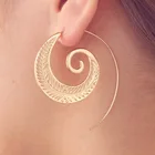 HuaTang Мода цвета: золотистый, серебристый Цвет круглые серьги спираль для Для женщин Brincos, можно носить с серьги Oorbellen серьги в виде колец, Pendientes 4200