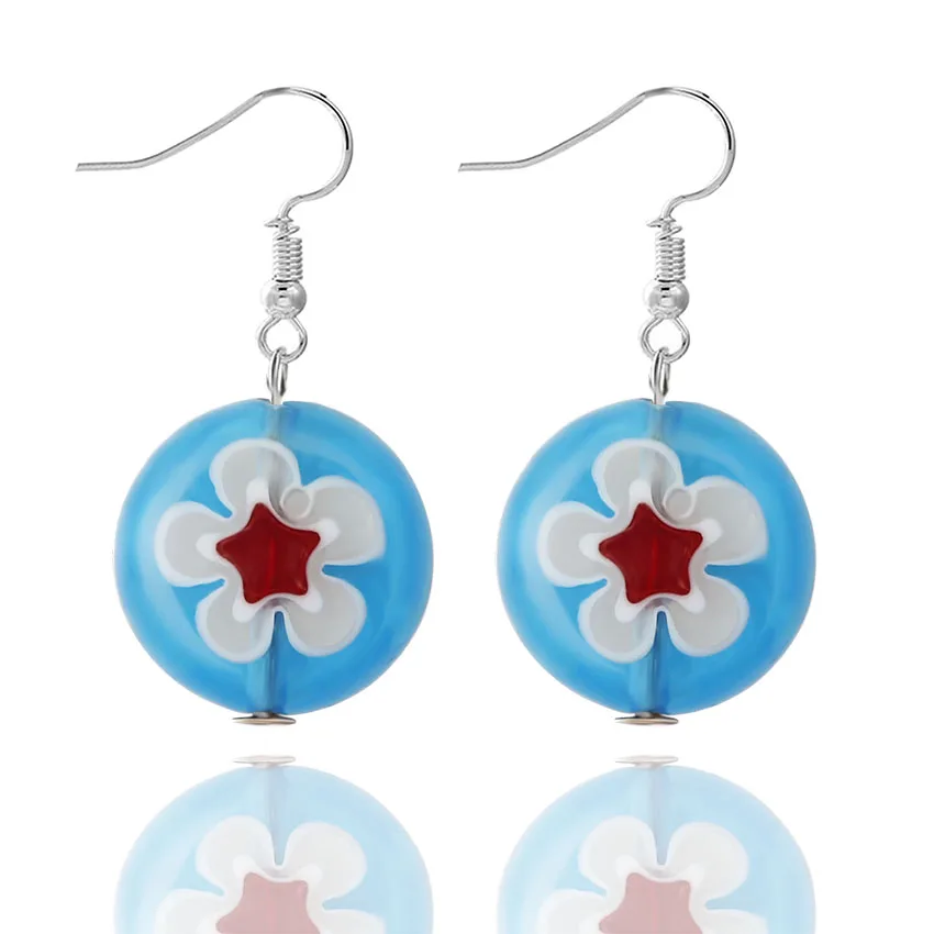 

Qianbei promot Handmade Women's Romantic Elegant Classic Dangle Flower Murano Glass Earrings HOT