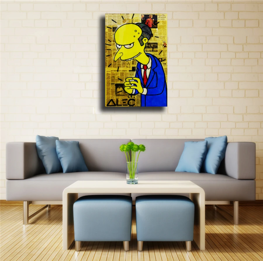 Настенный художественный холст Alec Monopolys Mr Burns Simpsons HD с печатью постера
