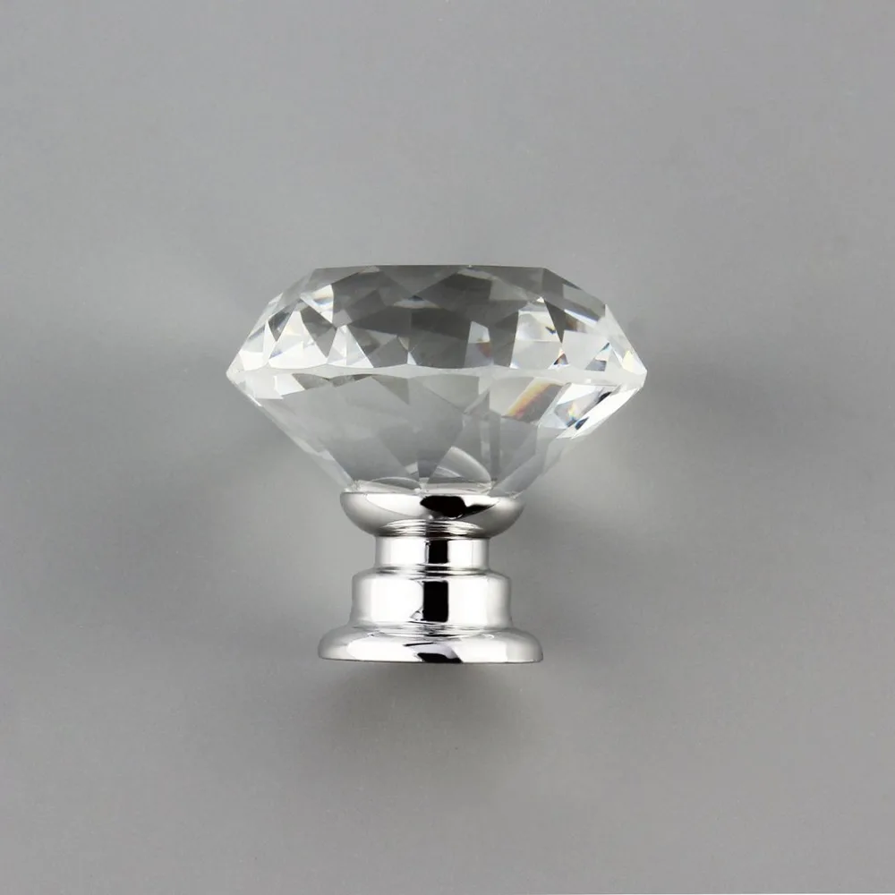 10Pcs/pack 30mm Diamond Shape Crystal Glass Drawer Cabinet Knobs and Pull Handles Kitchen Door Wardrobe Hardware | Обустройство дома