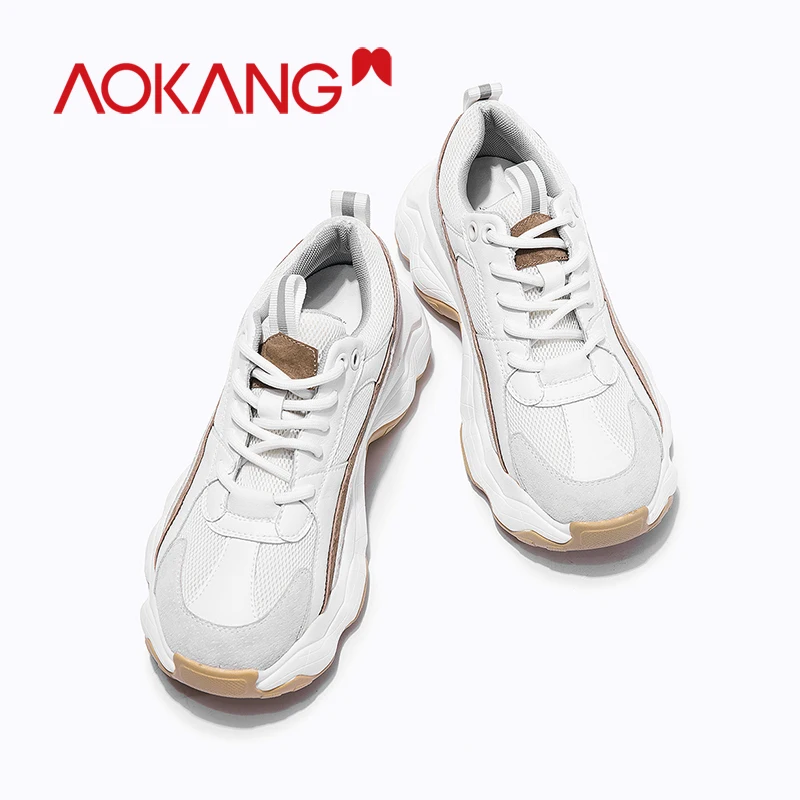 Женские кроссовки на платформе AOKANG черные из вулканизированной резины